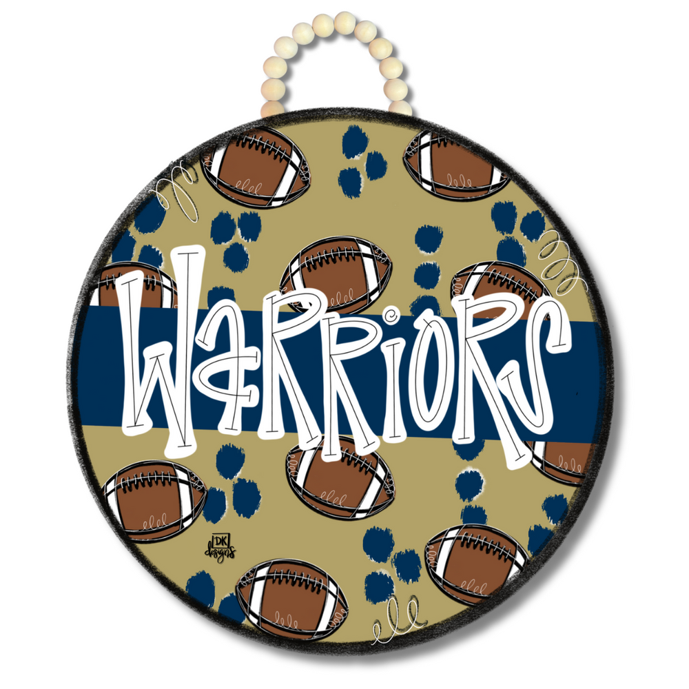 Jincy's door hanger warriors tattnall home gifts football
