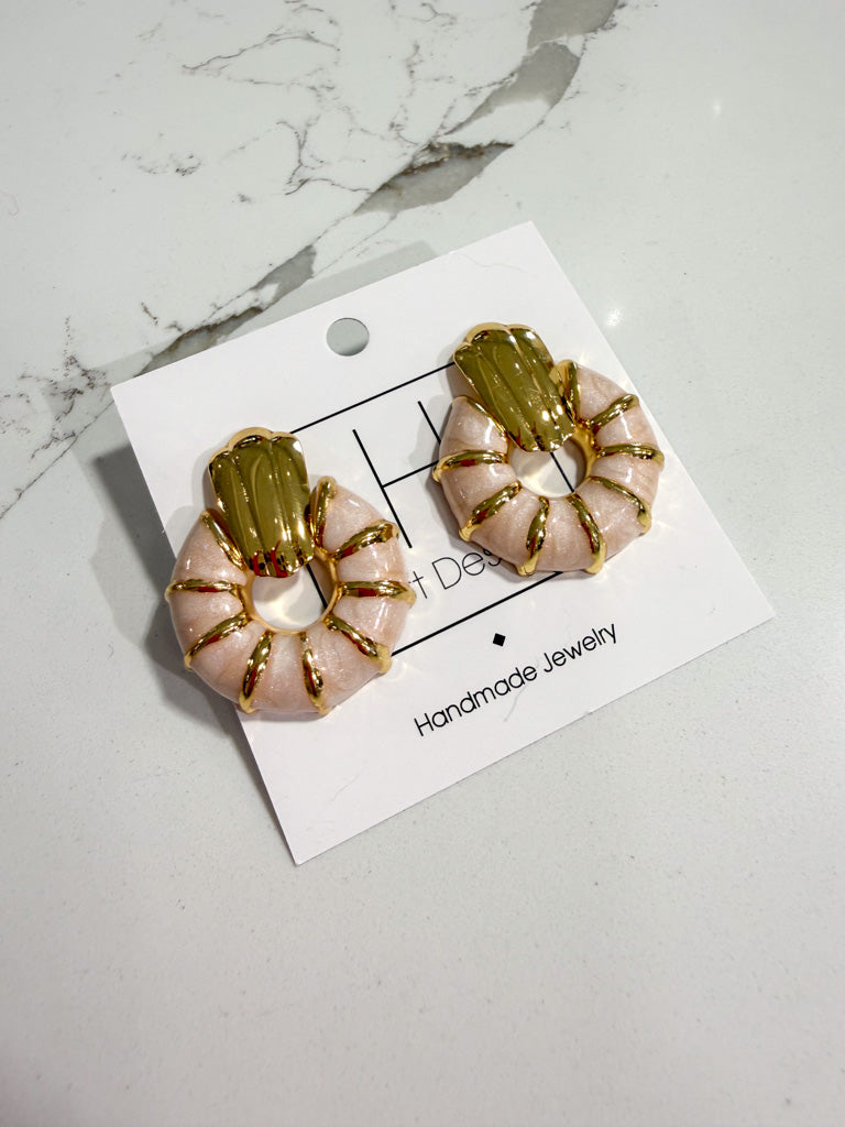 Hart Designs | Gold & Blush Pink Disk Studs
