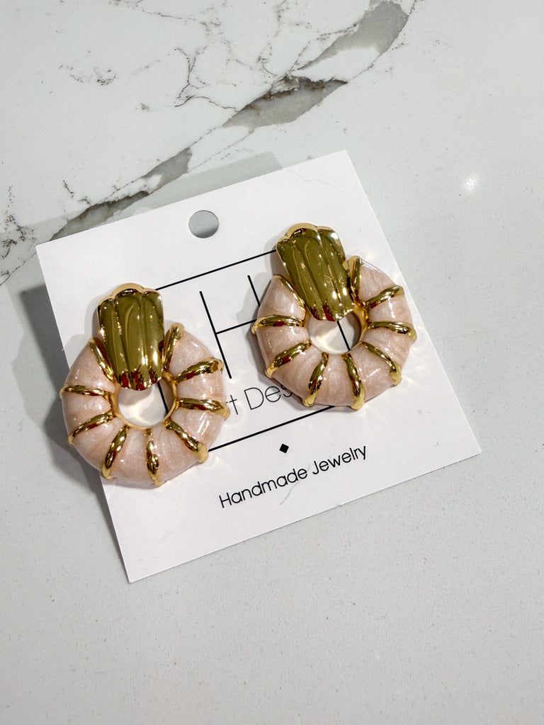 Hart Designs | Gold & Blush Pink Disk Studs