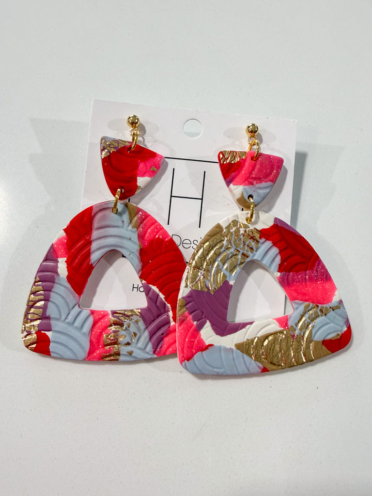 Hart Designs | Red & Pink Multi Clay Earrings