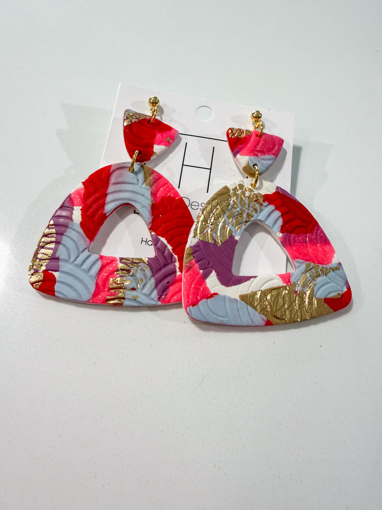 Hart Designs | Red & Pink Multi Clay Earrings