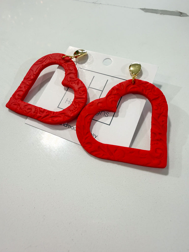 Hart Designs | Open Heart Clay Earrings