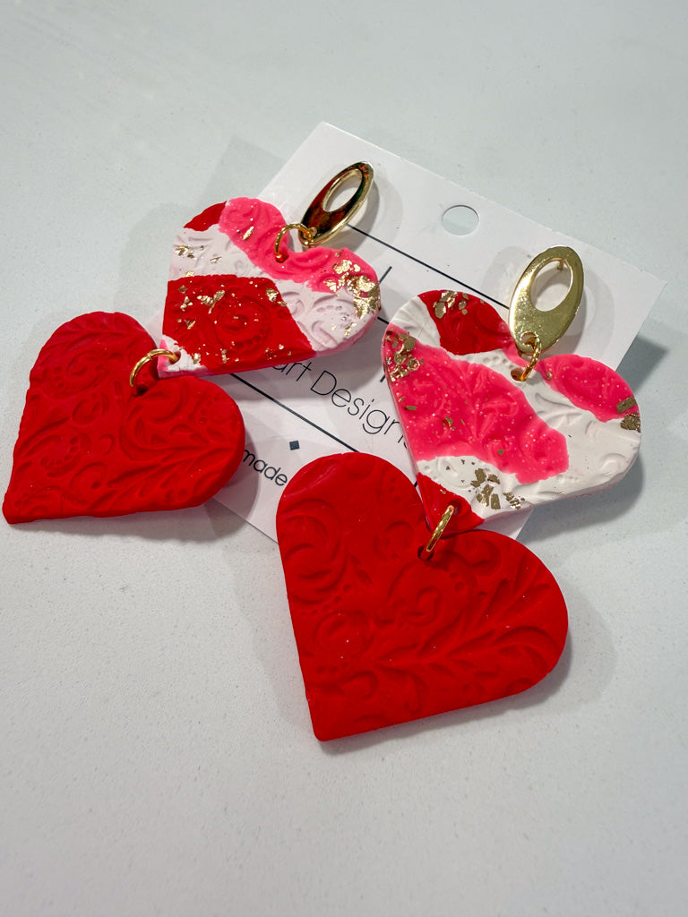 Hart Designs | Double Heart Clay Earrings