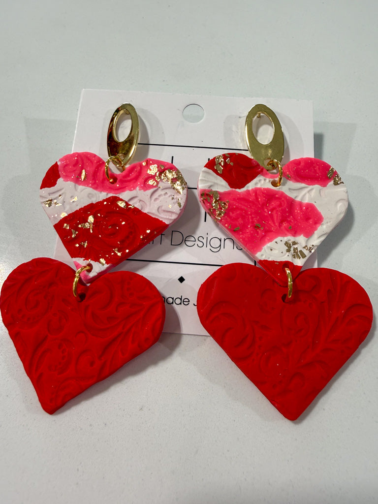 Hart Designs | Double Heart Clay Earrings
