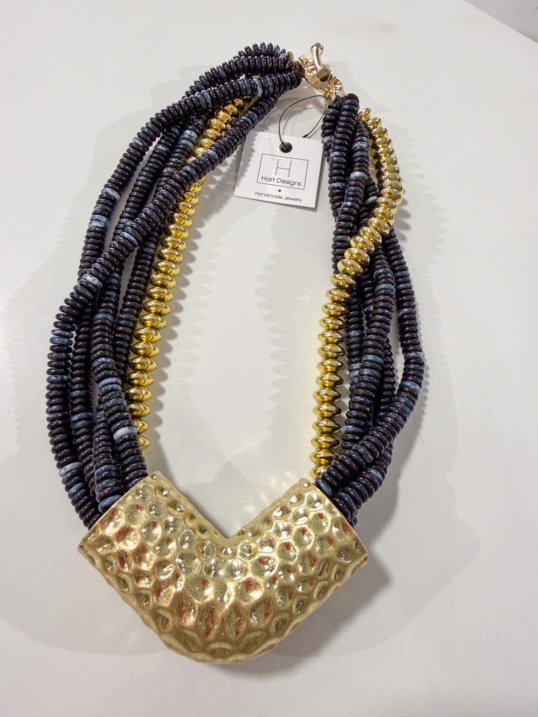 Hart Designs | Assorted Hammered Pipe Beaded Necklace