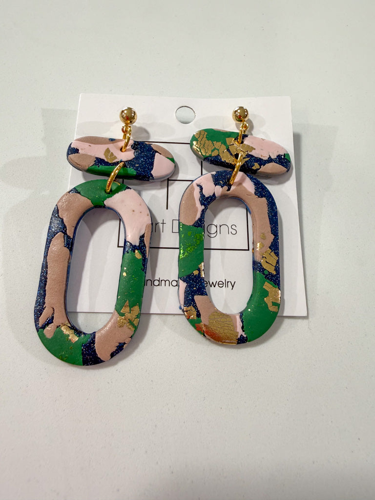 Hart Designs | Navy Multi Colored Clay Earrings