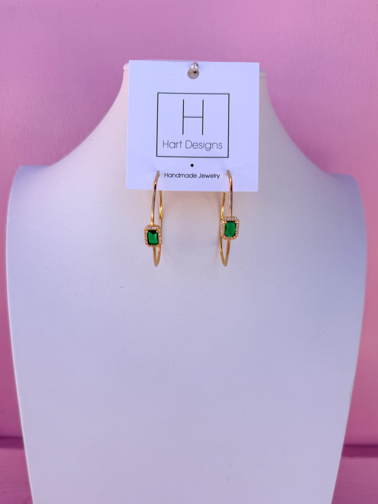 Hart Designs | Emerald Hoops