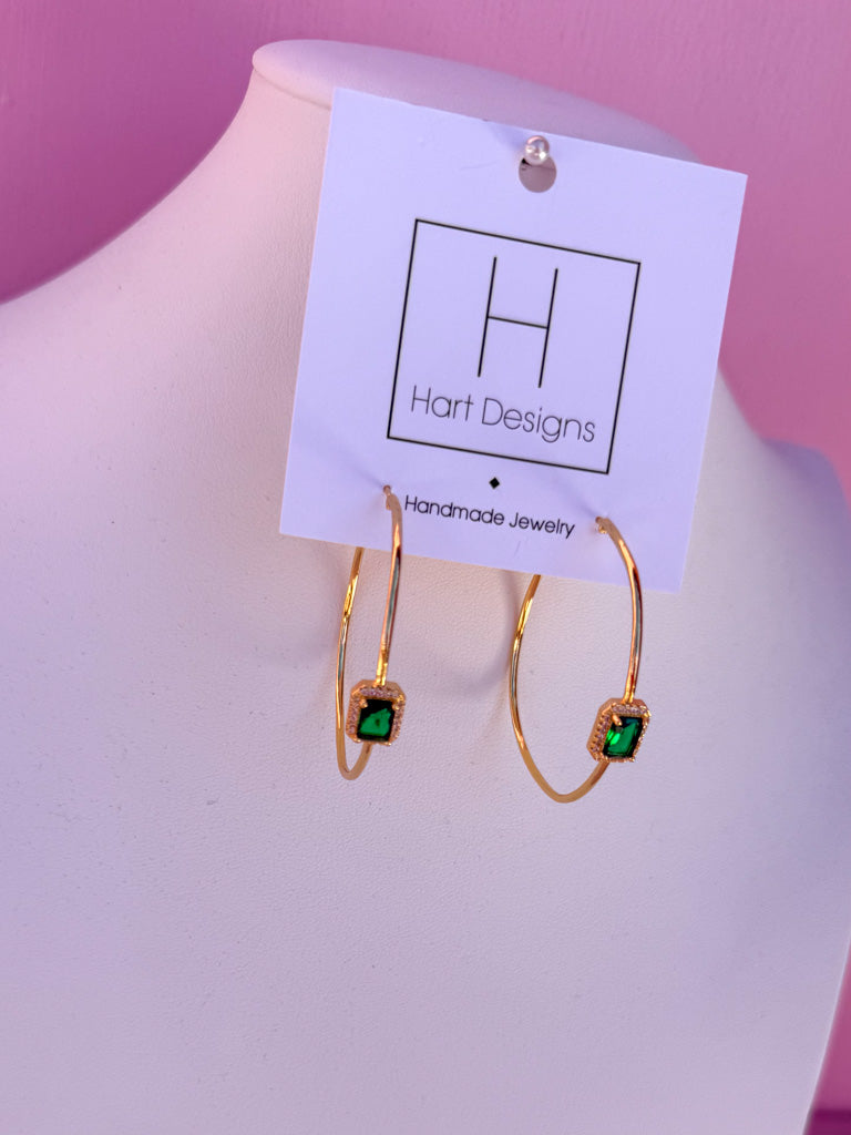 Hart Designs | Emerald Hoops