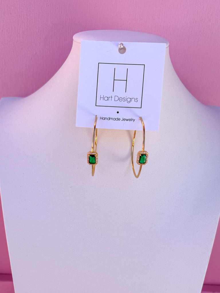 Hart Designs | Emerald Hoops
