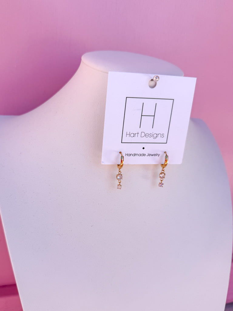 Hart Designs | Gold Dangle Huggies