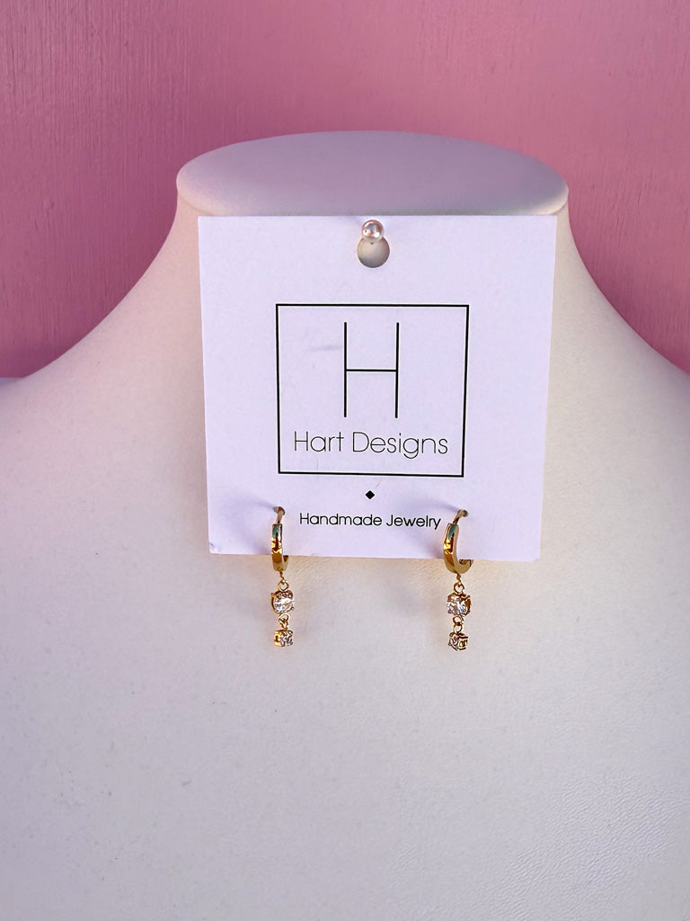 Hart Designs | Gold Dangle Huggies