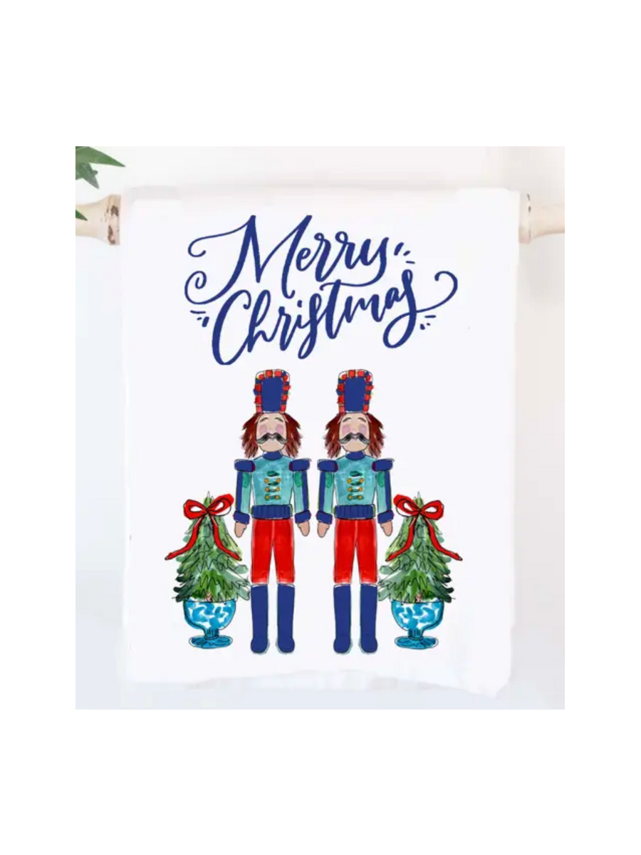 merry christmas nutcracker topiary tea towel home gift jincy's