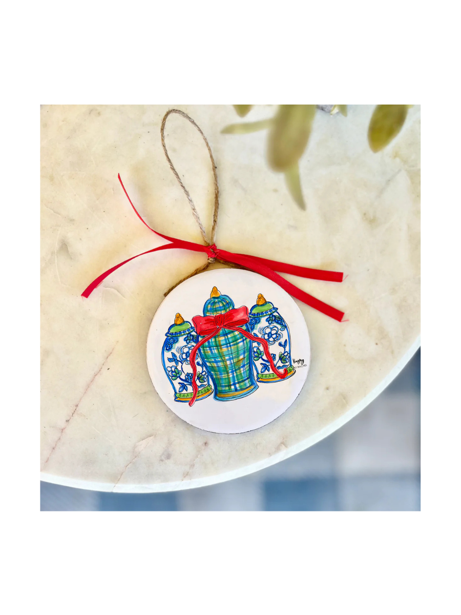 Happy By Rachel | Plaid Ginger Jar Trio Ornament