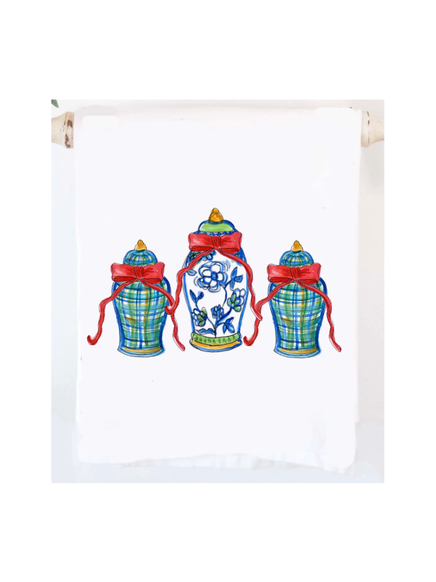 Plaid Ginger Jar Tea Towel