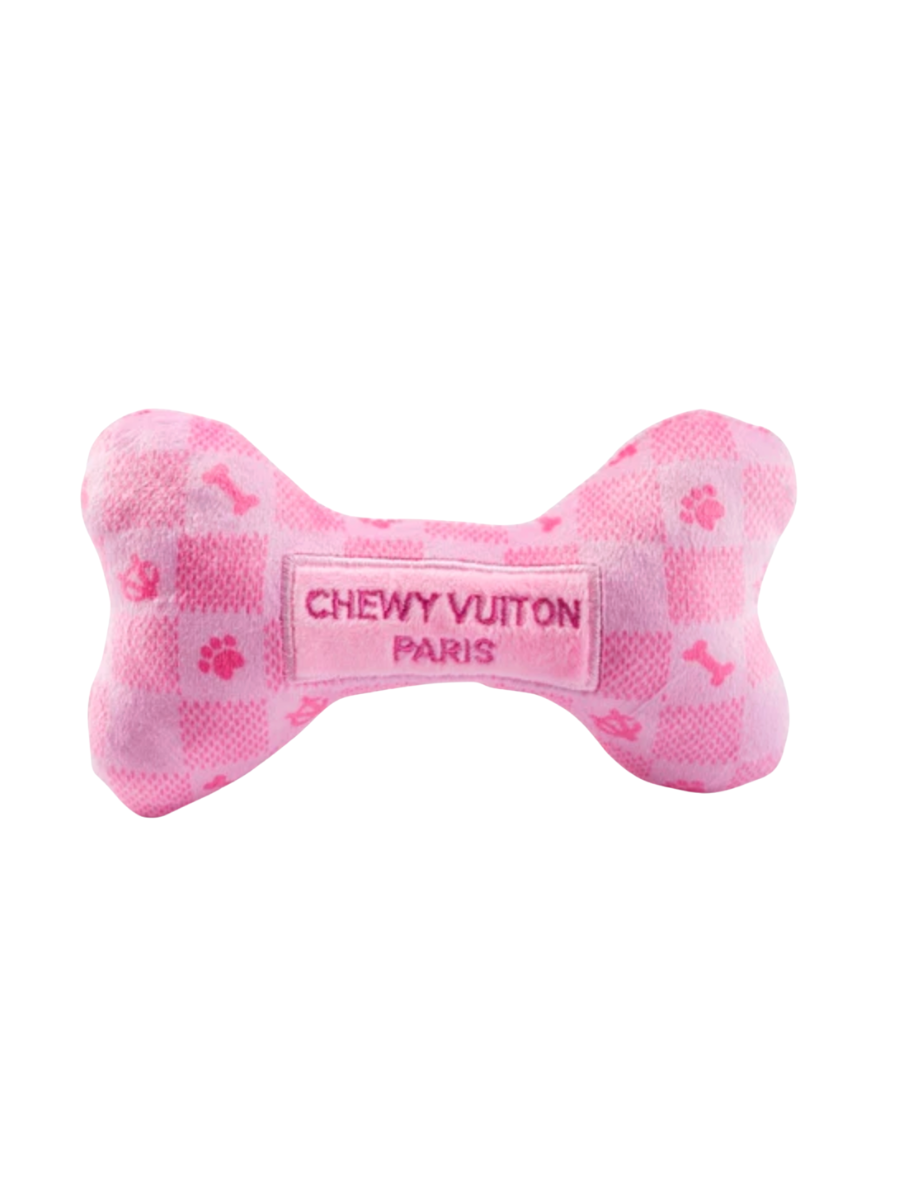 Pink Checker Chewy Vuiton Bone Toy dog toy gift jincy's