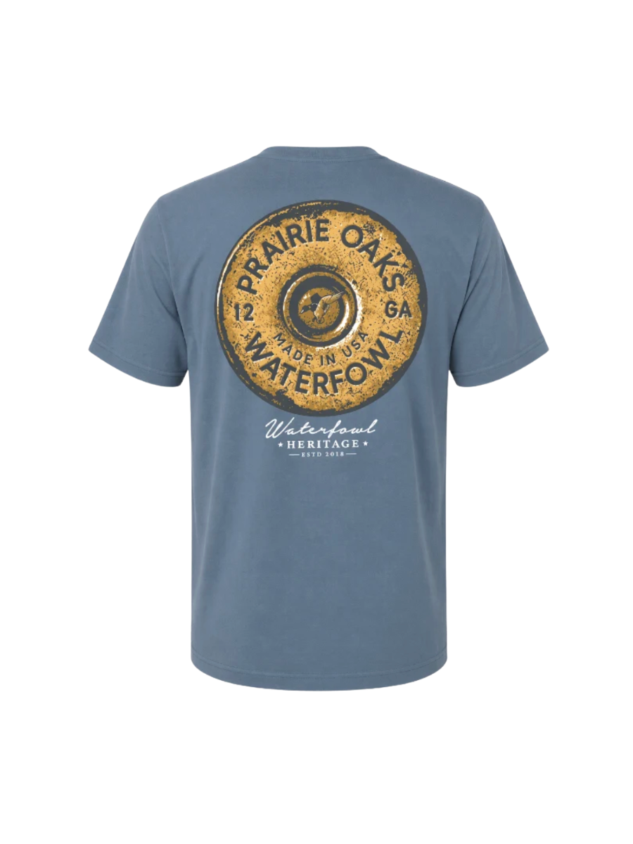 Prairie Oaks Waterfowl Shotgun Shell Tee Slate mens short sleeve tripp