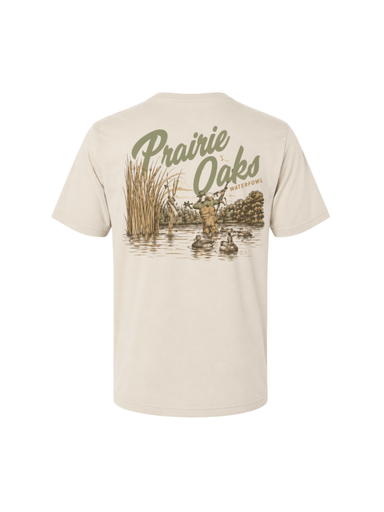 Prairie Oaks Waterfowl Old School Morning Spread Tee Latte mens duck hunters tripp