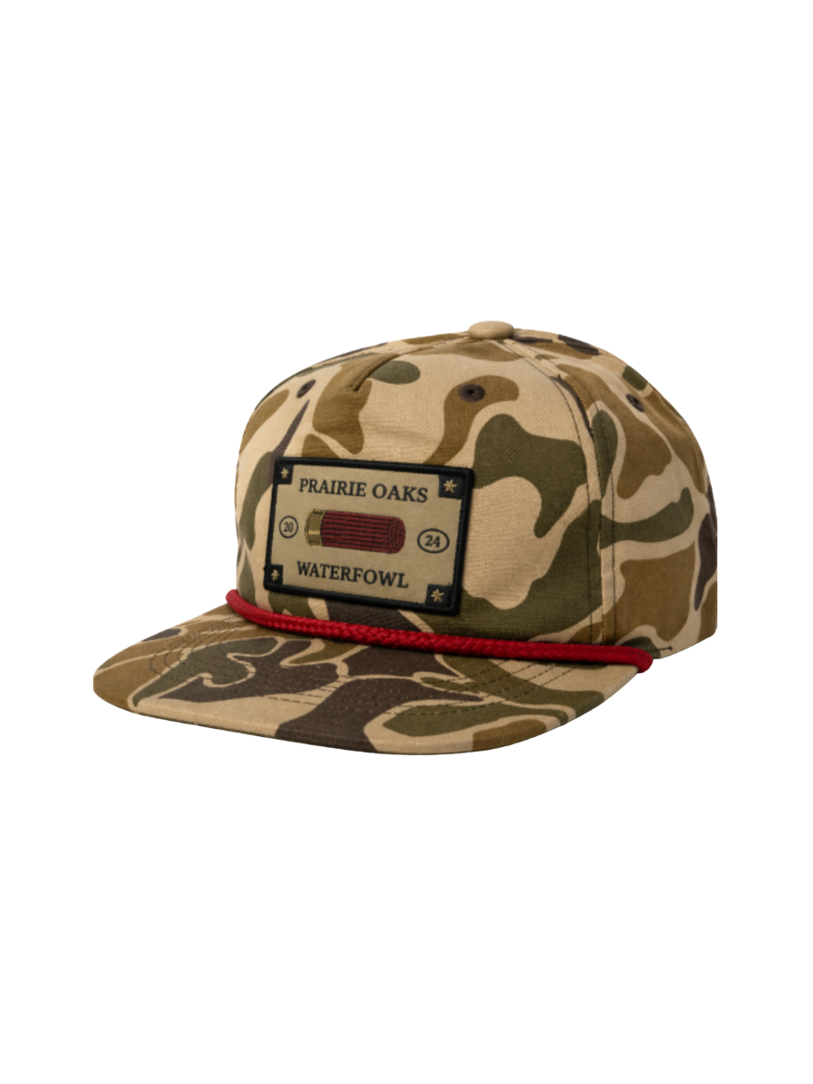 Prairie Oaks Waterfowl | Shotgun Shell Label Rope Hat - Traditions Camo