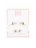 Hoo Hoops Minis White Women's Statement Earrings Accessory Hoop Earrings Gold Jincy's Gift Jewelry