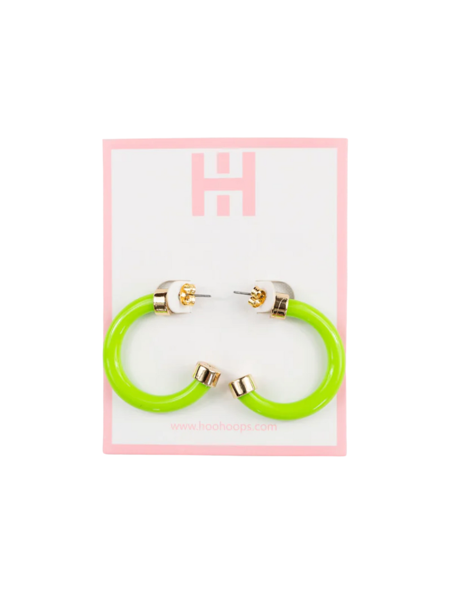 Hoo Hoops Minis Lime Green Women's Statement Earrings Accessory Hoop Earrings Gold Jincy's Gift Jewelry