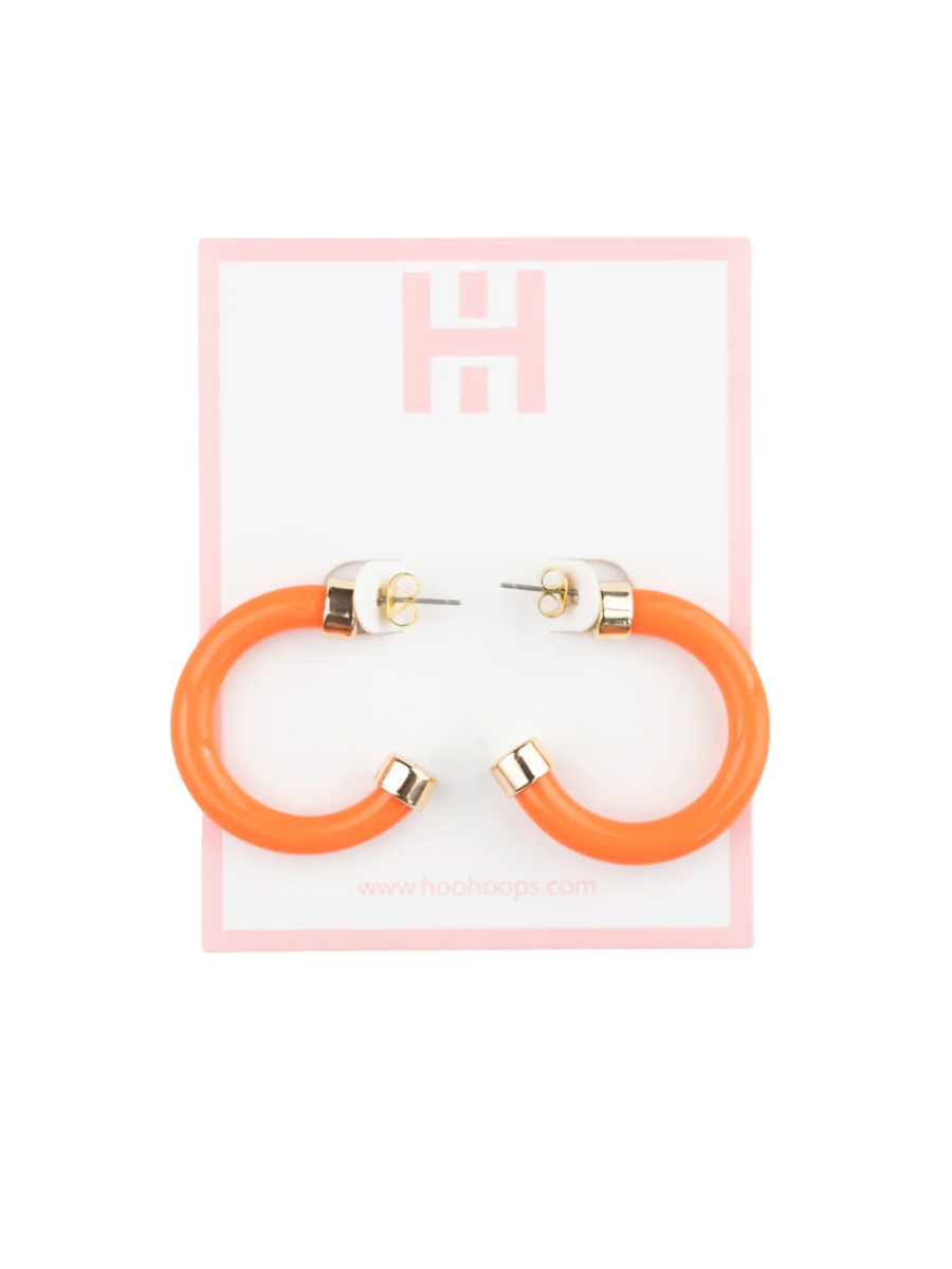 Hoo Hoops Minis Orange Women's Statement Earrings Accessory Hoop Earrings Gold Jincy's Gift Jewelry