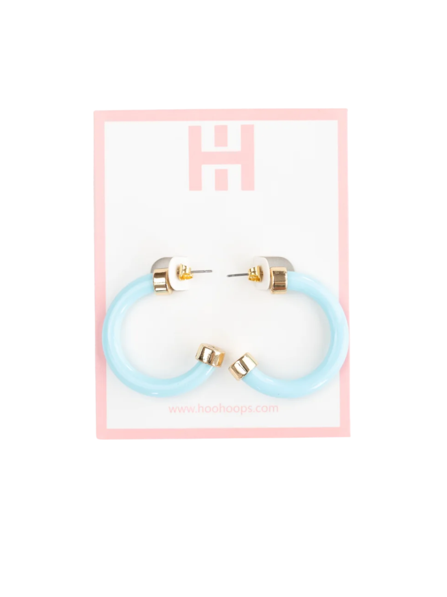 Hoo Hoops Minis Surf Light Blue Women's Statement Earrings Accessory Hoop Earrings Gold Jincy's Gift Jewelry