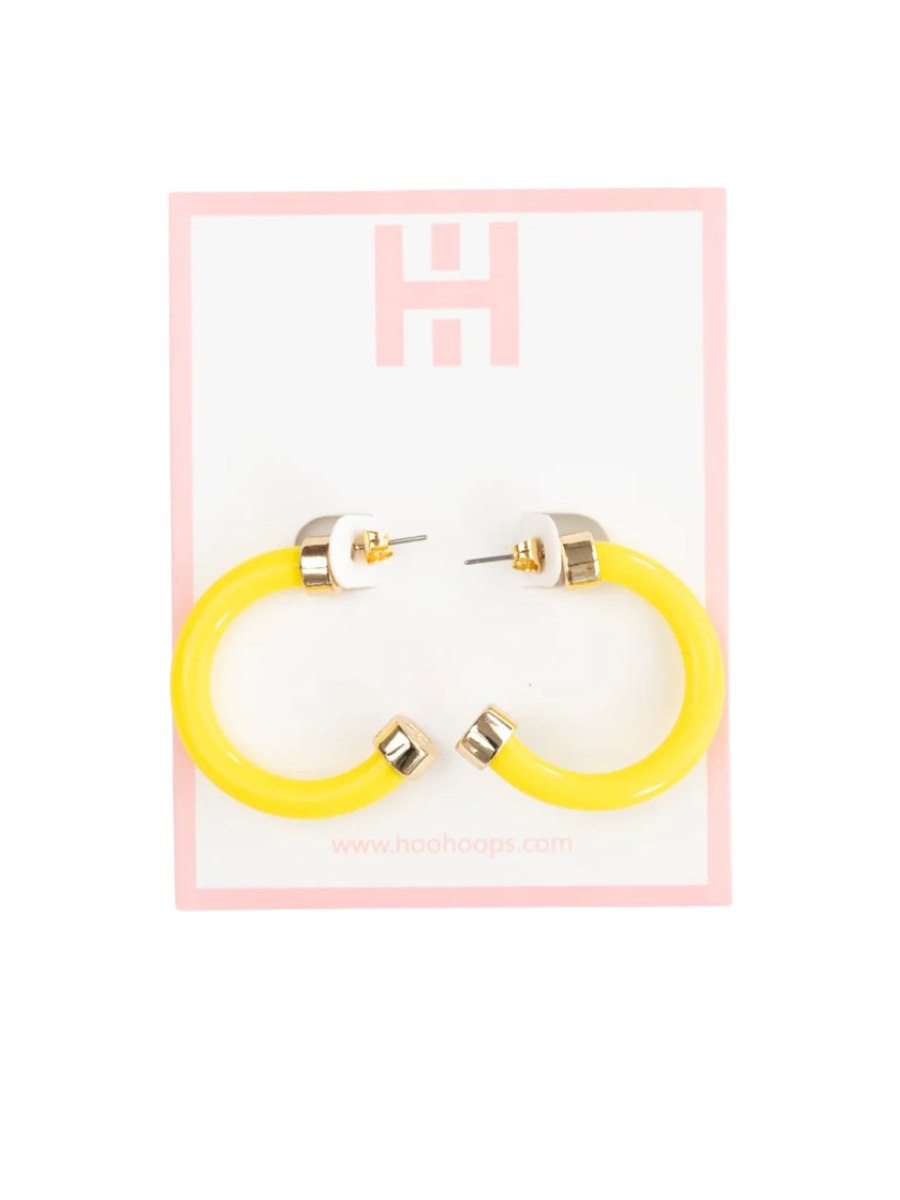 Hoo Hoops Minis Yellow Women's Statement Earrings Accessory Hoop Earrings Gold Jincy's Gift Jewelry