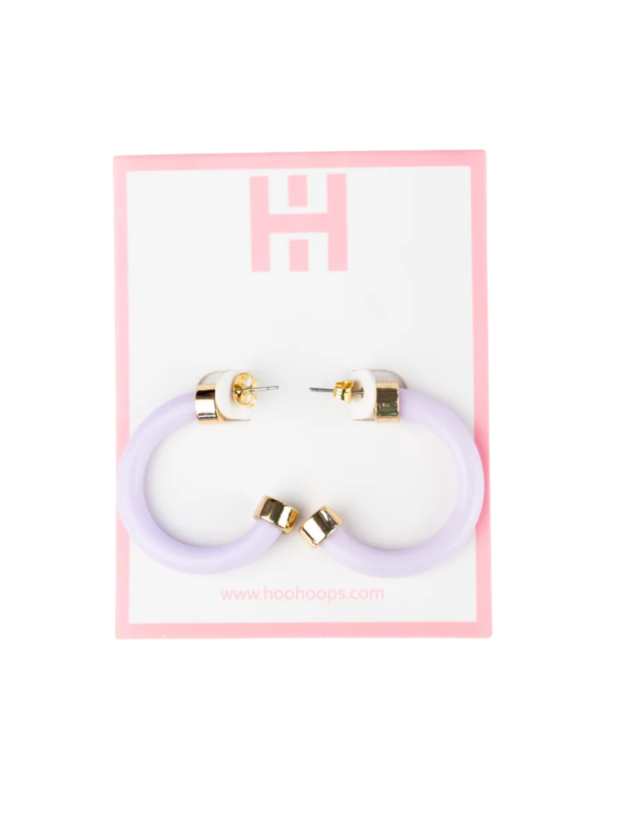 Hoo Hoops Minis Lavender Women's Statement Earrings Accessory Hoop Earrings Gold Jincy's Gift Jewelry