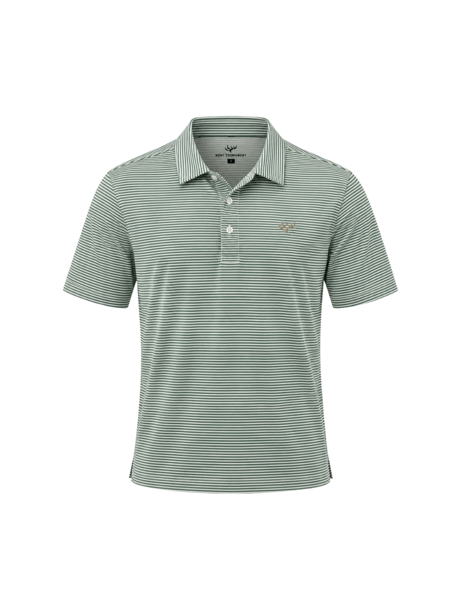 Hunt To Harvest | Performance Polo - Loden Frost mens stripes