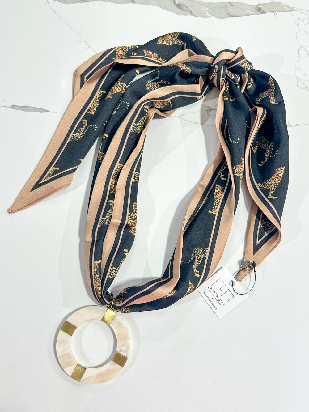 Hart Designs | Assorted Leopard Circle Marble Twilly Necklace