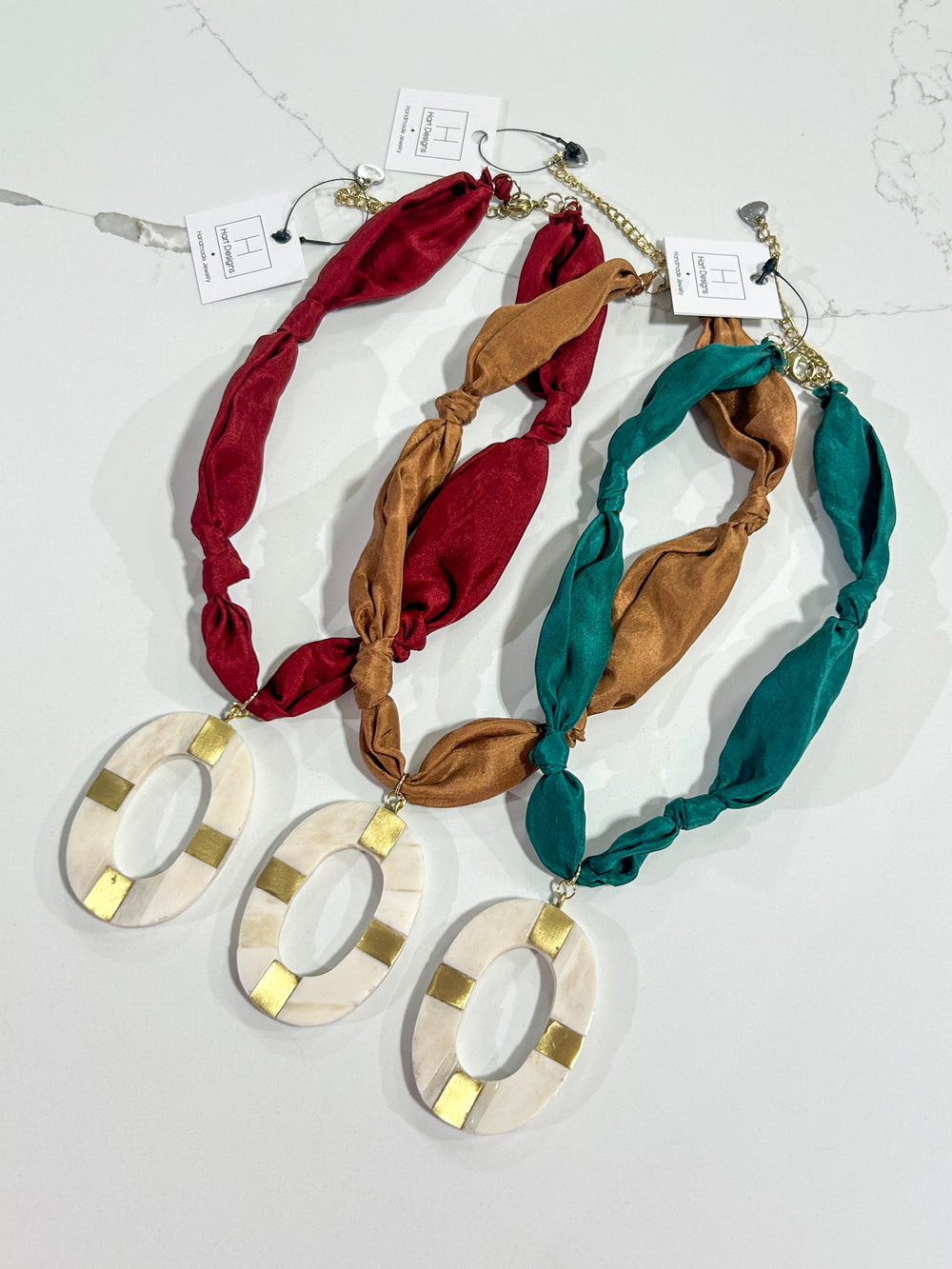 Hart Designs | Assorted Color Marble Oval Scarf Necklaces