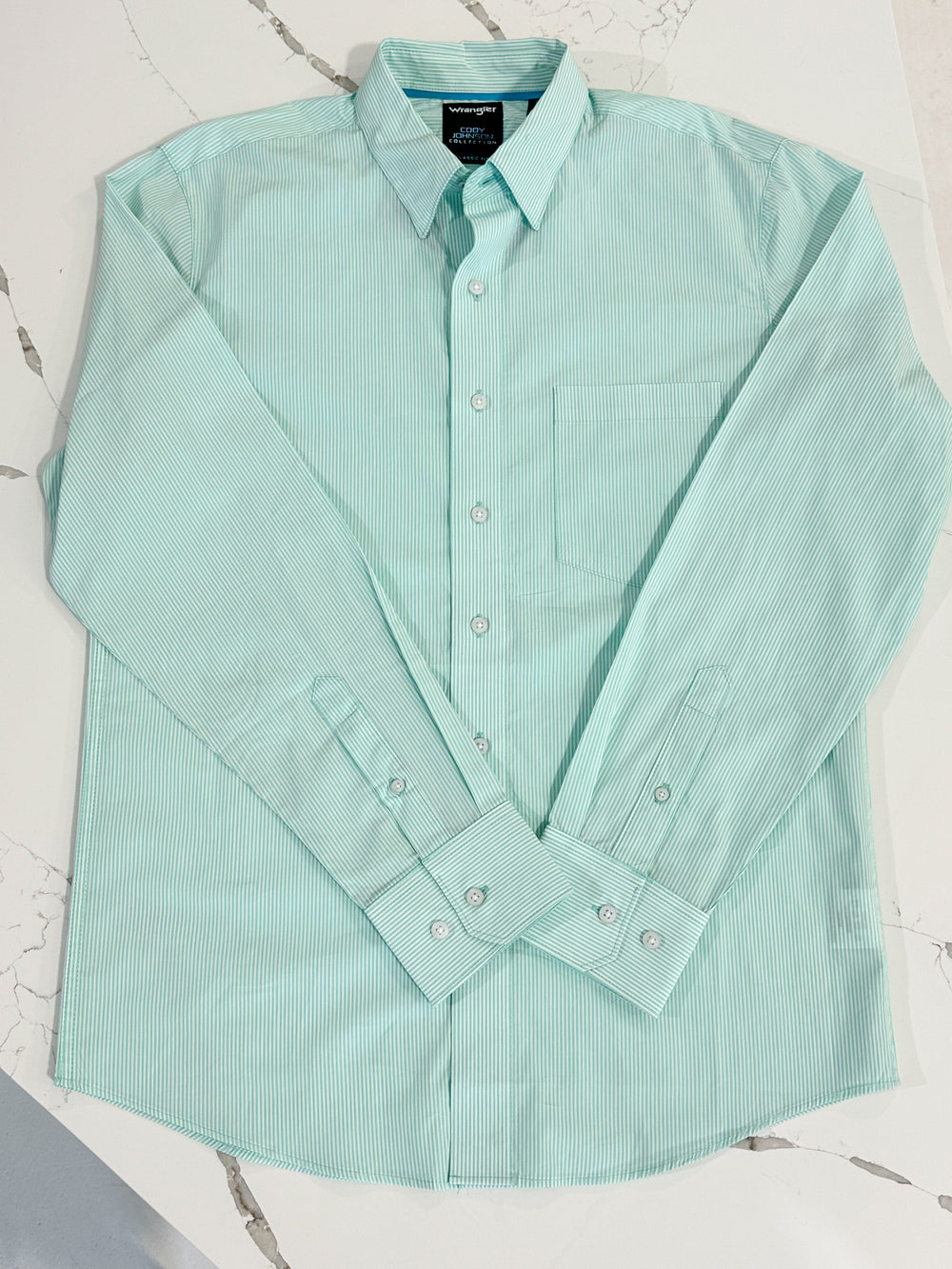 Wrangler | Mint Striped Cody Johnson Button Down Shirt