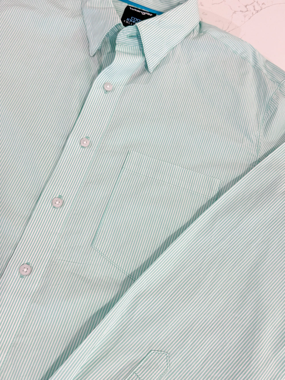 Wrangler | Mint Striped Cody Johnson Button Down Shirt