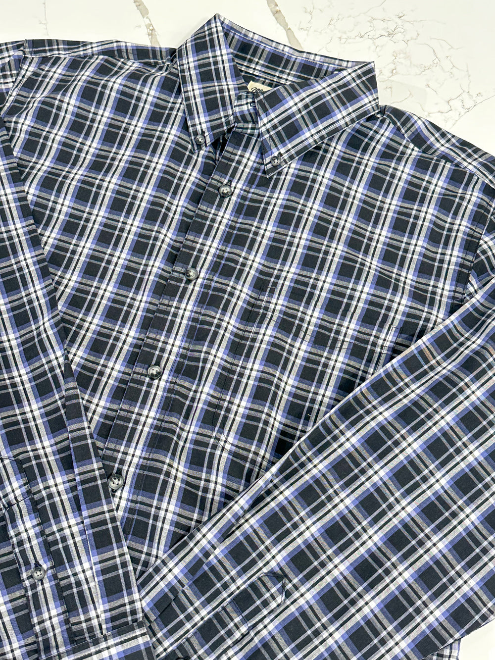 Wrangler | Cotton Button Down - Navy/Black