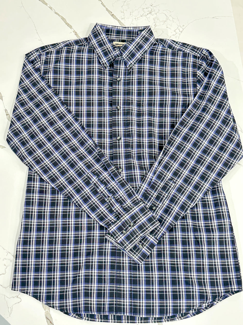 Wrangler | Cotton Button Down - Navy/Black