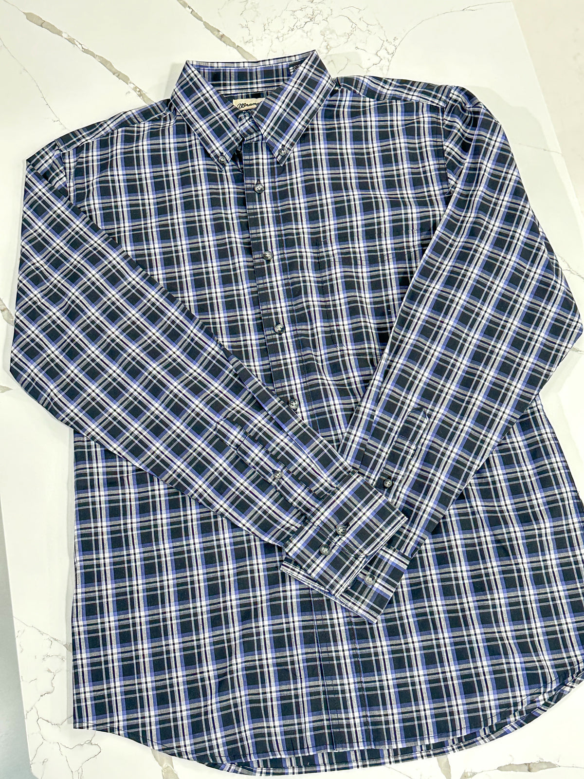 Wrangler | Cotton Button Down - Navy/Black