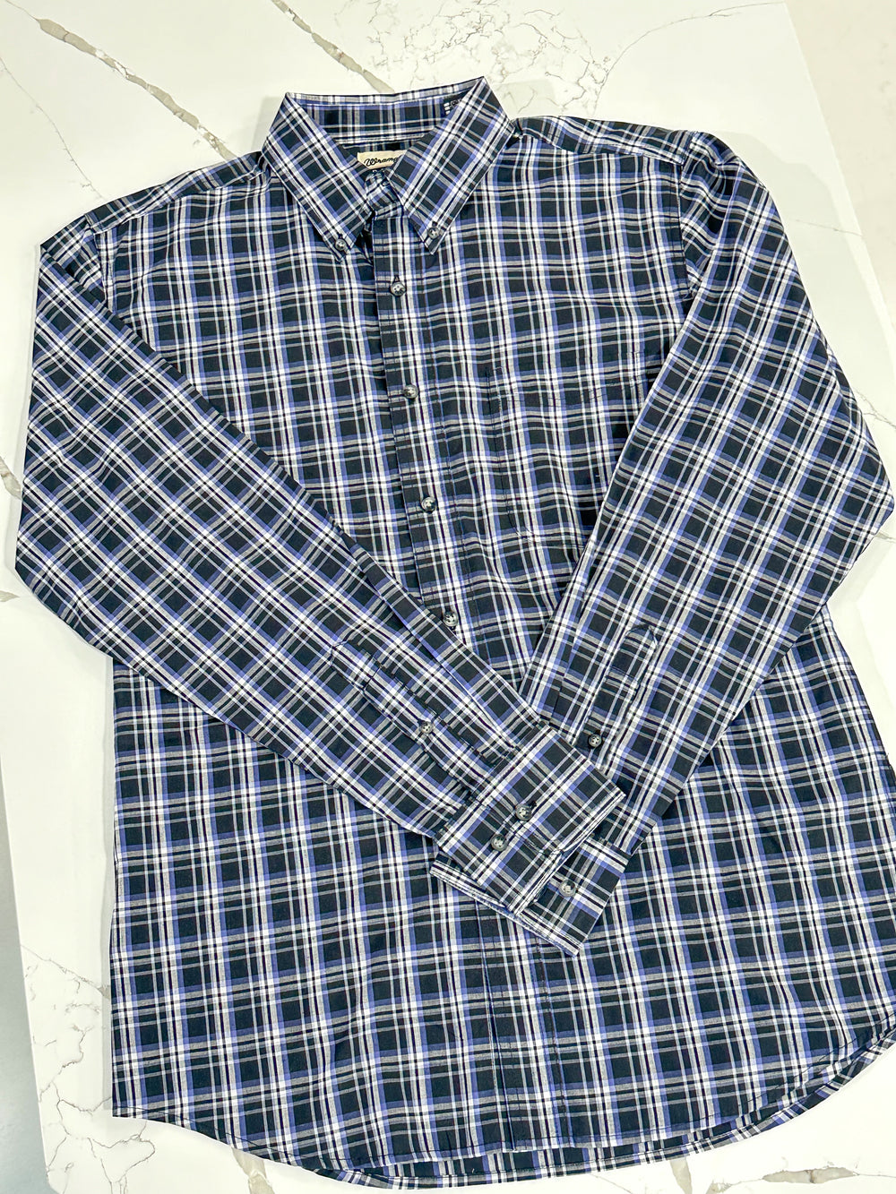 Wrangler | Cotton Button Down - Navy/Black