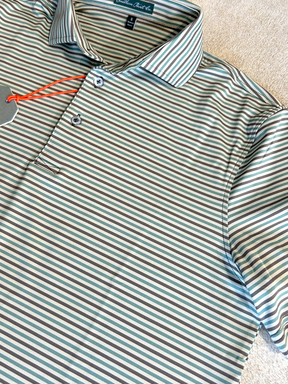 Southern Point Co. | Humphrey Stripe Performance Polo - Gunstock Stripe