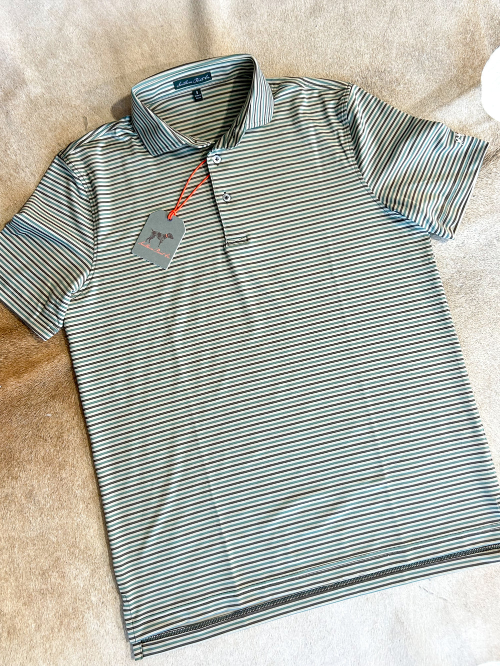 Southern Point Co. | Humphrey Stripe Performance Polo - Gunstock Stripe