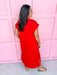 Embroidered Collar midi length side slit red light weight womens boutique jincy's
