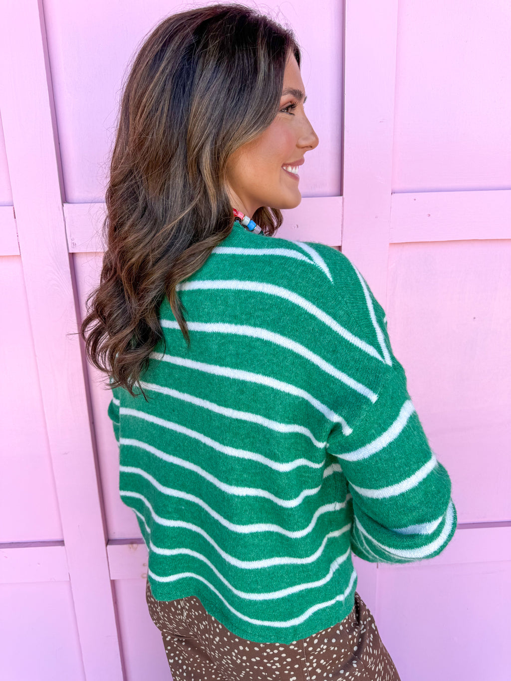Piper Cardigan - Kelly Green Stripe