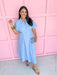 womens boutique jincy's empire waist blue stripes midi button front jincy's