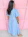 womens boutique jincy's empire waist blue stripes midi button front jincy's