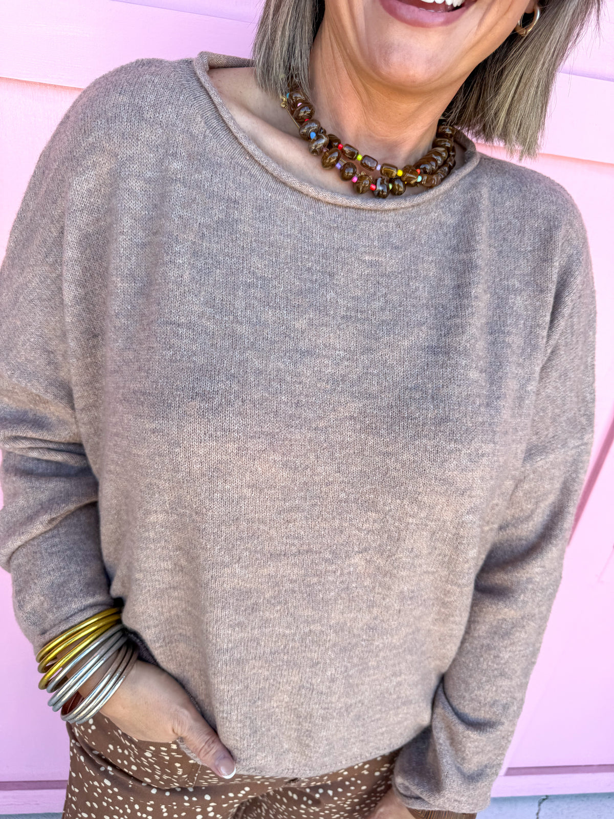 Light Weight Staple Sweater - Mocha