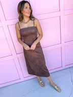 Suede Midi Dress - Espresso