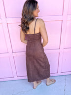 Suede Midi Dress - Espresso