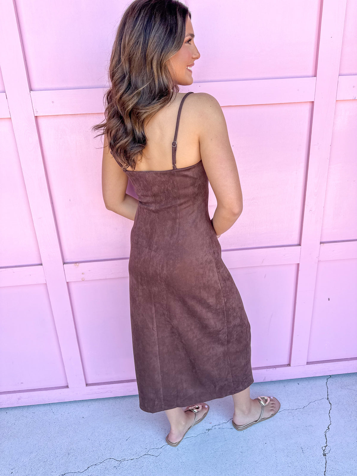Suede Midi Dress - Espresso