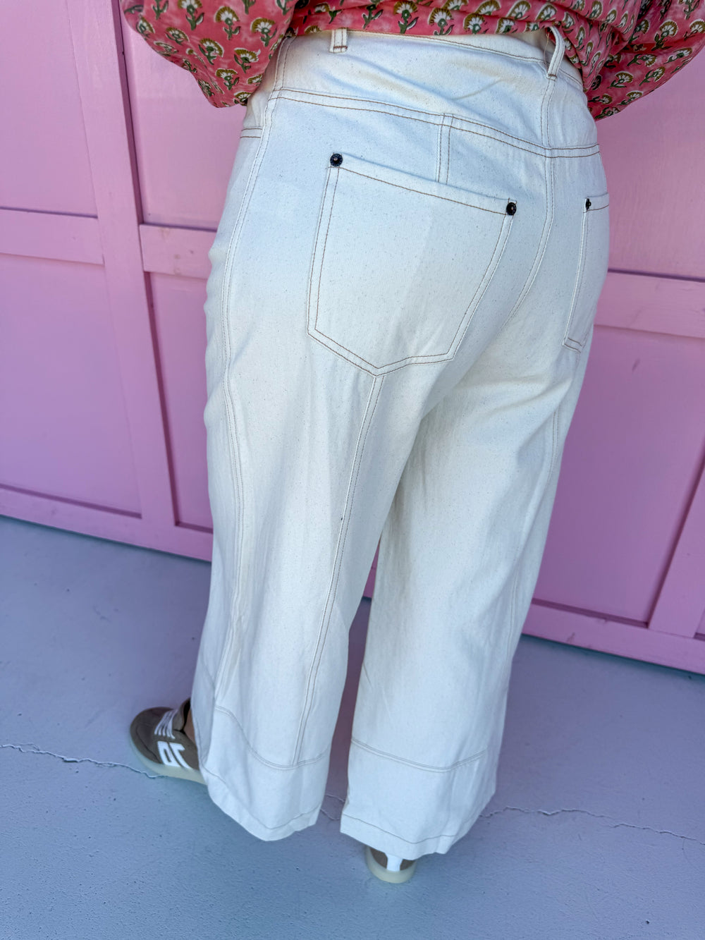 Jincy's Women's Boutique Ivory wide leg Pants Jeans 