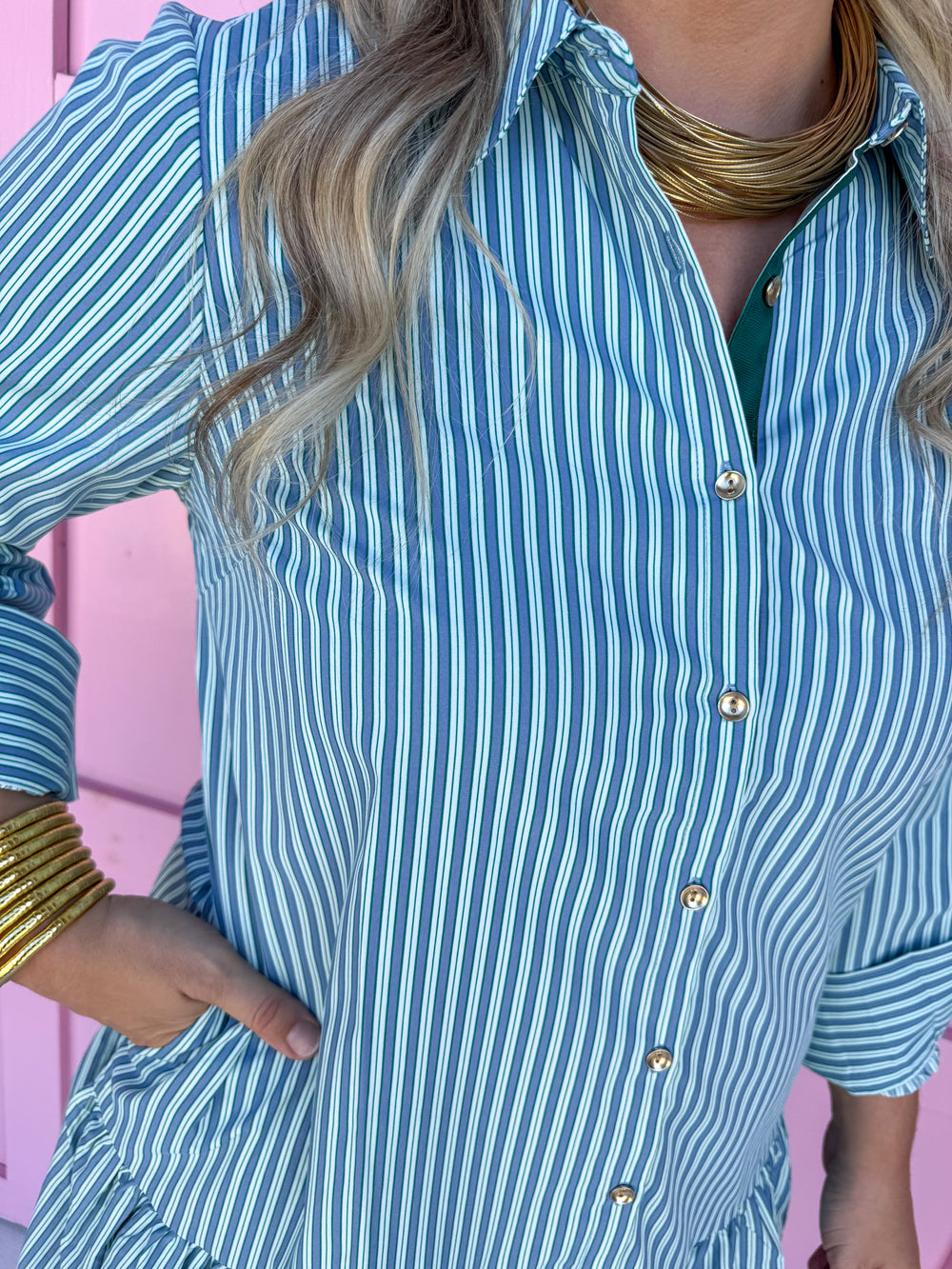 Mary Square Fiona Dress Simple Stripe Blue/Green womens dress boutique jincy's