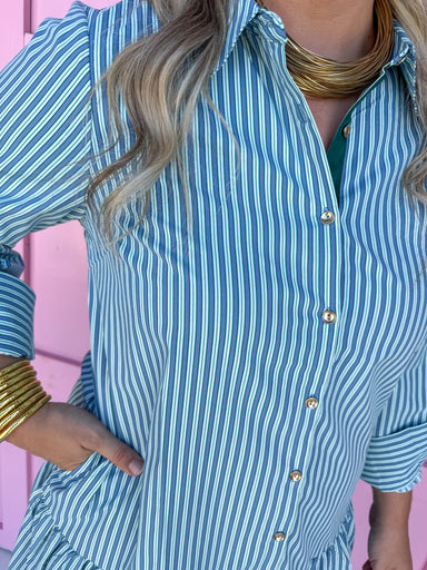 Mary Square Fiona Dress Simple Stripe Blue/Green womens dress boutique jincy's